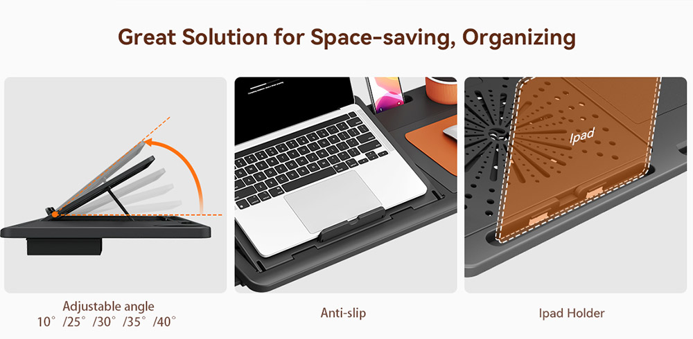 NEWTRAL MAGICH003 Ergonomischer Stuhl mit abnehmbarer Arbeitsplatte (aktualisiert), automatisch mitlaufender Rückenlehne, adaptiver Lendenwirbelstütze, verstellbarer Kopfstützen-Sitztiefe, verstellbare 3D-Armlehne und 3 Arretierungspositionen