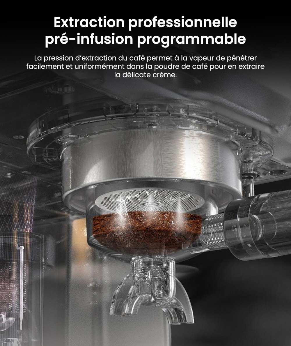 Machine à café expresso semi-automatique HiBREW H10A, pression de 19 bars, mousseur à lait, température réglable, presse à café de 58 mm, pichet de 350 ml, chauffe-tasse, cafetière froide/chaude