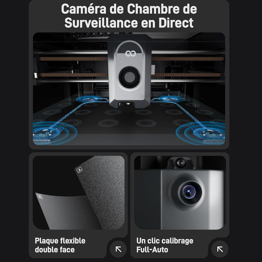 Elegoo Centauri Carbon Imprimante 3D, CoreXY 500mm/s, Busse 320°C, Bande LED, Compatible Carbon/PLA/ABS, 256*256*256mm