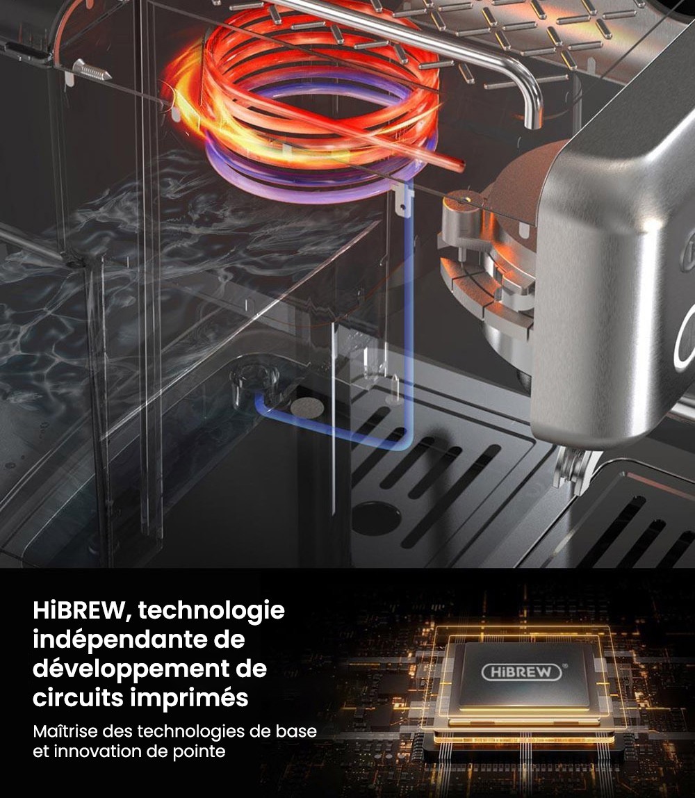 Machine à café expresso semi-automatique HiBREW H10A, pression de 19 bars, mousseur à lait, température réglable, presse à café de 58 mm, pichet de 350 ml, chauffe-tasse, cafetière froide/chaude
