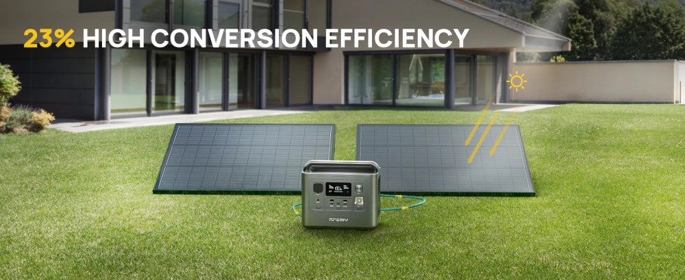 AFERIY AF-SG120 120W Monokristallines Glas-Solarpanel, 23% hoher Wirkungsgrad, 3,2mm gehärtetes Glas, Rahmen aus Aluminiumlegierung, IP68 wasserdicht, einfache Installation für Outdoor-Powerstations