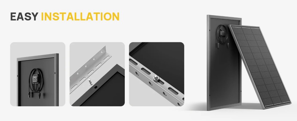 AFERIY AF-SG120 120W Monokristallines Glas-Solarpanel, 23% hoher Wirkungsgrad, 3,2mm gehärtetes Glas, Rahmen aus Aluminiumlegierung, IP68 wasserdicht, einfache Installation für Outdoor-Powerstations