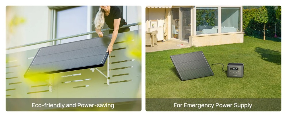 AFERIY AF-SG120 120W Monokristallines Glas-Solarpanel, 23% hoher Wirkungsgrad, 3,2mm gehärtetes Glas, Rahmen aus Aluminiumlegierung, IP68 wasserdicht, einfache Installation für Outdoor-Powerstations