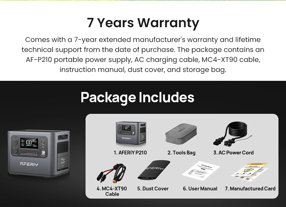 AFERIY P210 Portable Power Station, 2400W AC Output, 2048Wh LiFePO4 Battery, 16 Outputs, 2H Fast AC Recharge, 500W Solar Input & App Control