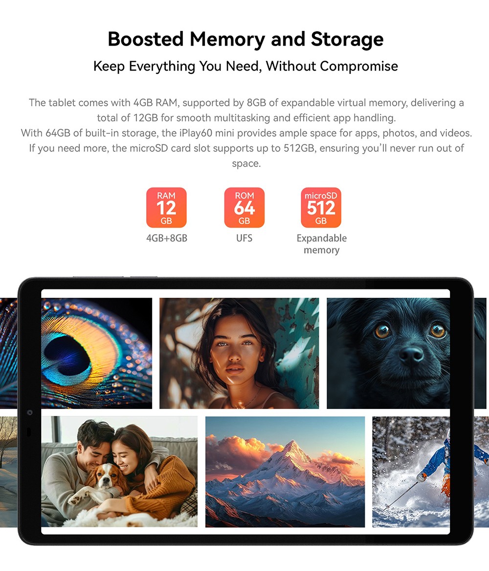 ALLDOCUBE iPlay 60 Mini Android 15 táblagép, Unisoc T606 8 mag, 8,68 hüvelykes 800*1340 90Hz IPS képernyő, 4GB+8GB virtuális RAM 64GB ROM, 5MP+5MP kamera, 2.4/5GHz WiFi, GPSile/5GHz WiFi Bluetooth5.0, GLON/DuGalidoBeo 4000mAh akkumulátor