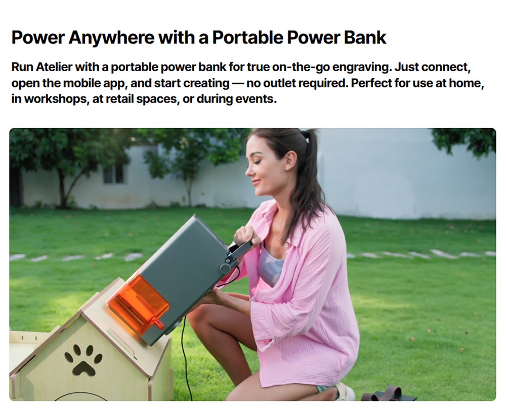 Graveur laser diode ATOMSTACK Atelier 12W, classe 1 FDA, vitesse de 4000 mm/s, précision de 0,01 mm, zone de travail de 120 x 120 mm, caméra HD intégrée, compatible avec le bois, le métal, le cuir et le feutre.