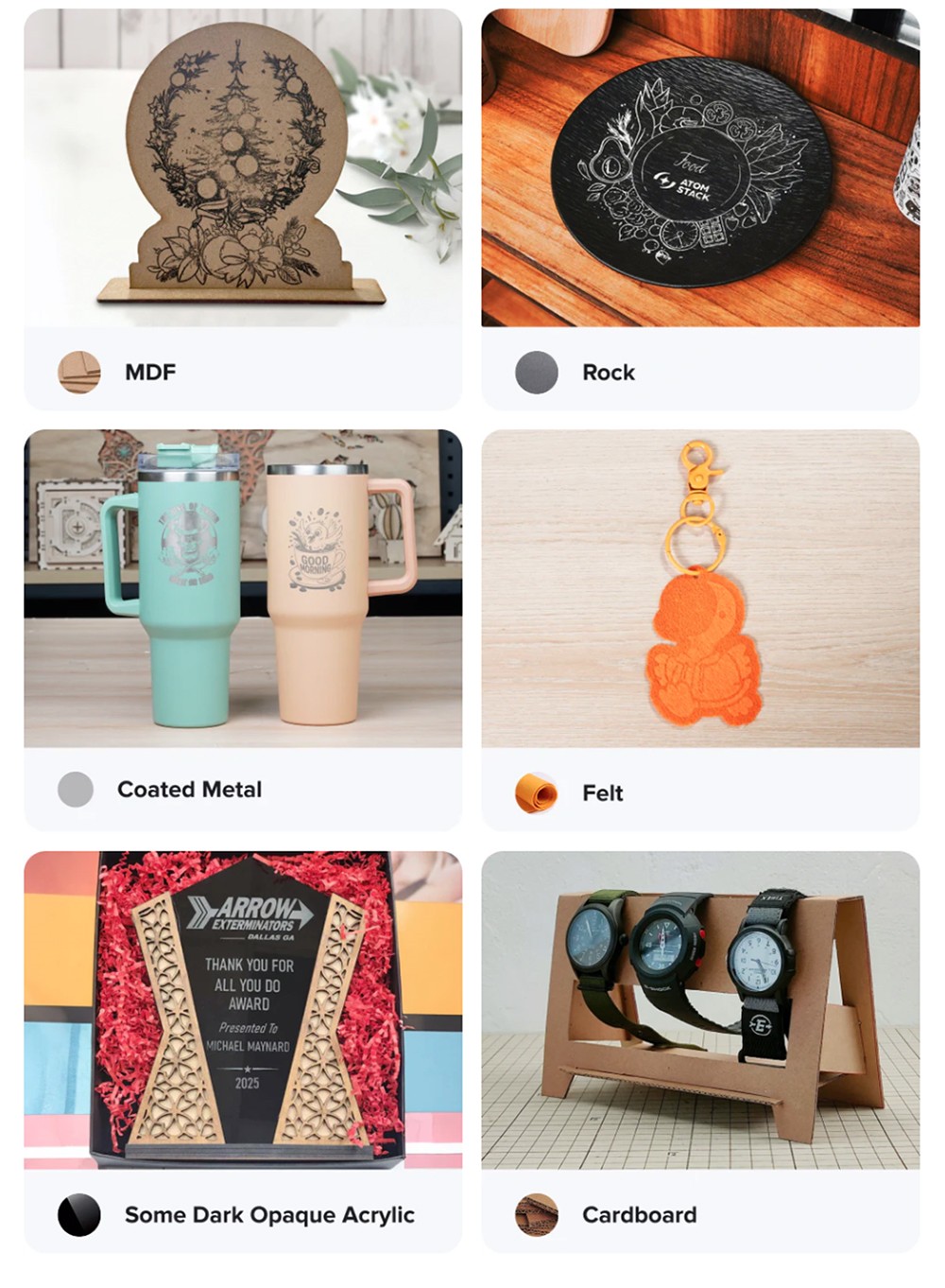 Graveur laser diode ATOMSTACK Atelier 12W, classe 1 FDA, vitesse de 4000 mm/s, précision de 0,01 mm, zone de travail de 120 x 120 mm, caméra HD intégrée, compatible avec le bois, le métal, le cuir et le feutre.