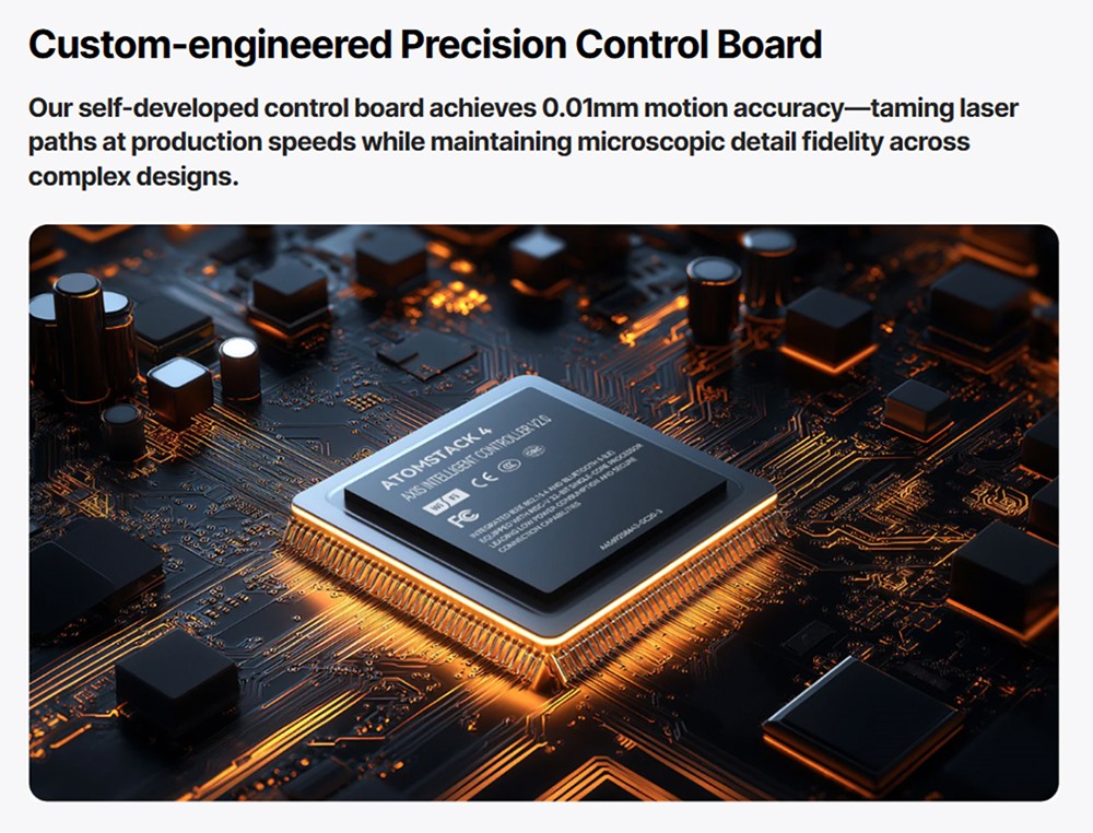 Graveur laser diode ATOMSTACK Atelier 12W, classe 1 FDA, vitesse de 4000 mm/s, précision de 0,01 mm, zone de travail de 120 x 120 mm, caméra HD intégrée, compatible avec le bois, le métal, le cuir et le feutre.