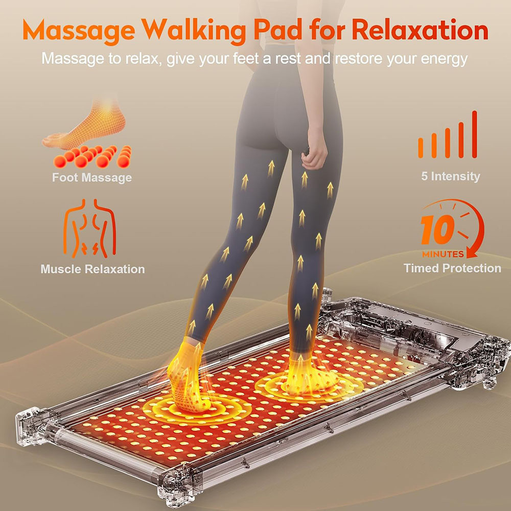 Akluer 520A-A Tapis roulant double face avec masseur de pieds Shiatsu, moteur silencieux de 2,5 CV, capacité maximale de 330 LBS, écran LED et télécommande