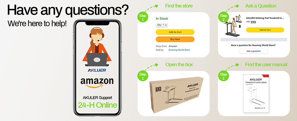 Akluer P3-D Adjustable Height Desk Treadmill, 2.5HP Motor, 0.6–6.2MPH Speed, 150kg Max Load, 105x42cm Running Area, 6-Layer Running Belt & 80×40cm Desktop