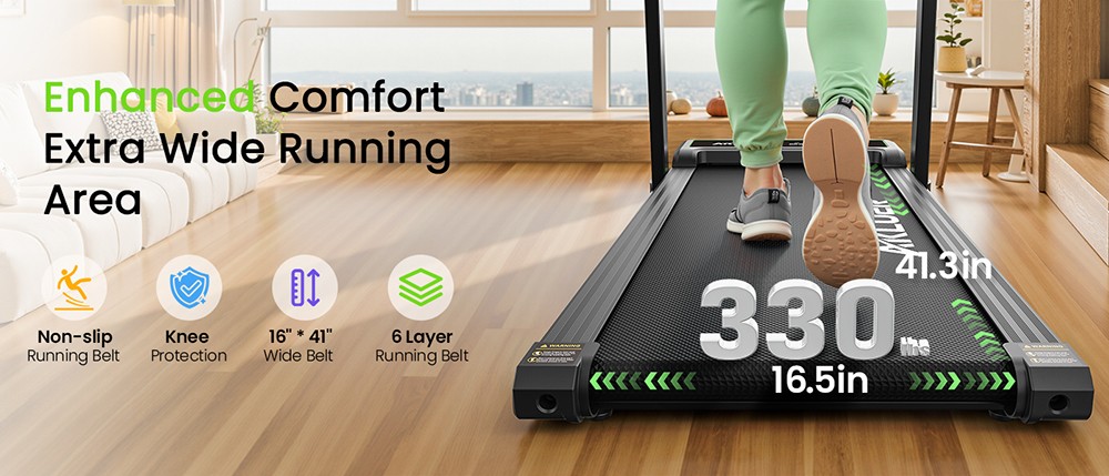 Akluer P3-D Adjustable Height Desk Treadmill, 2.5HP Motor, 0.6–6.2MPH Speed, 150kg Max Load, 105x42cm Running Area, 6-Layer Running Belt & 80×40cm Desktop