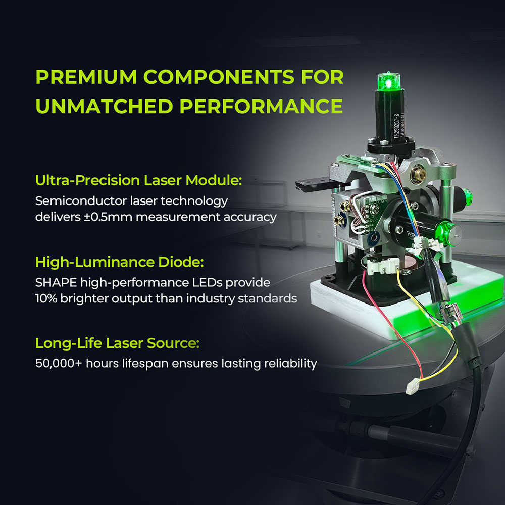 CIGMAN CM-S04 16-Line Laser Level with LCD Display, 4×360° Green Beam, ±1.5mm/5m High Accuracy, Auto-Leveling, 2600mAhx2 Batteries, IP54 Dustproof & Waterproof, APP & Remote Control