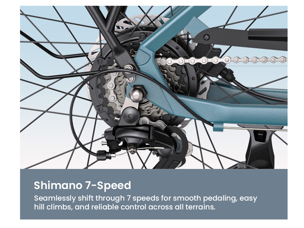 ENGWE P275 SE Electric Bike, 250W Motor, 36V 13Ah Battery, 27.5 inch Tires, 25km/h Max Speed, 100km Range, Hydraulic Disc Brakes, Shimano 7-speed, Torque Sensor - Blue