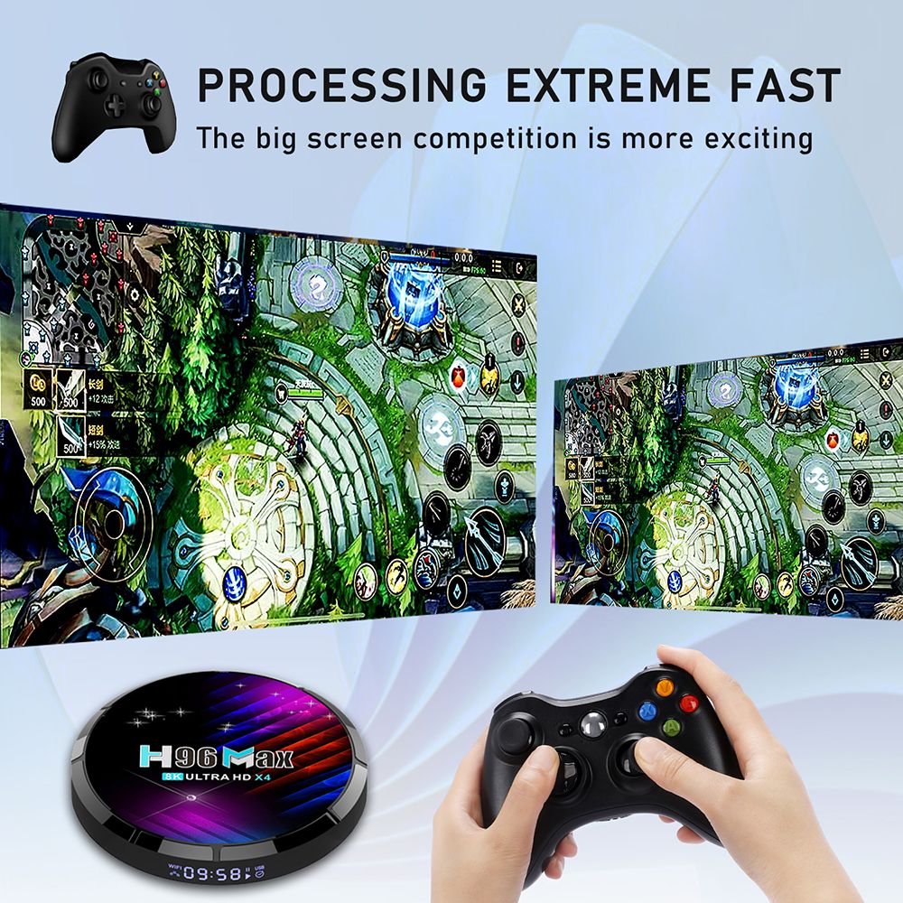 H96 Max X4 4GB/32GB Amlogic S905X4 TV Box Android 11 AV1 Decoding ac WiFi 4K Miracast DLNA Airplay - EU Plug
