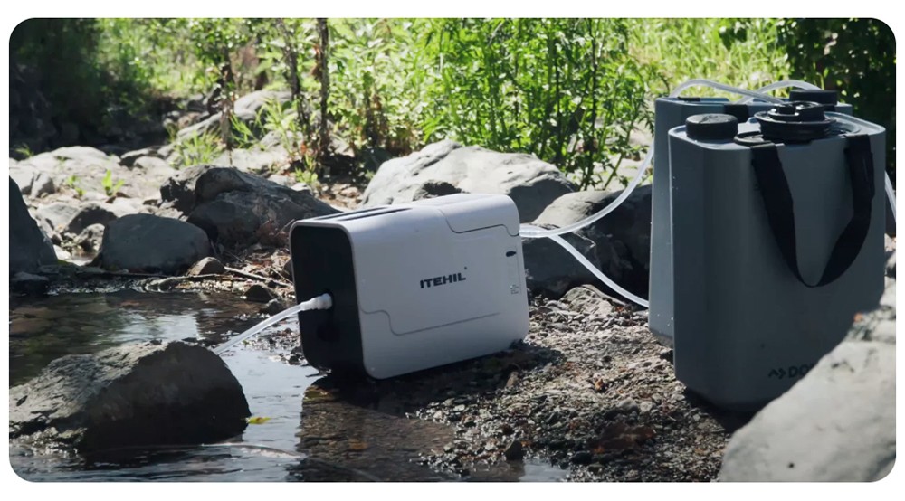 ITEHIL ITS100G-HW Tragbarer Wasserreiniger mit RO und Hybridfilter, 500ml/min Durchfluss, 9 Gallonen Ausgabe, 0,0001µm Reinigung, Dual-6000 mAh Akku, 600–800 Gallonen RO-Filterlebensdauer