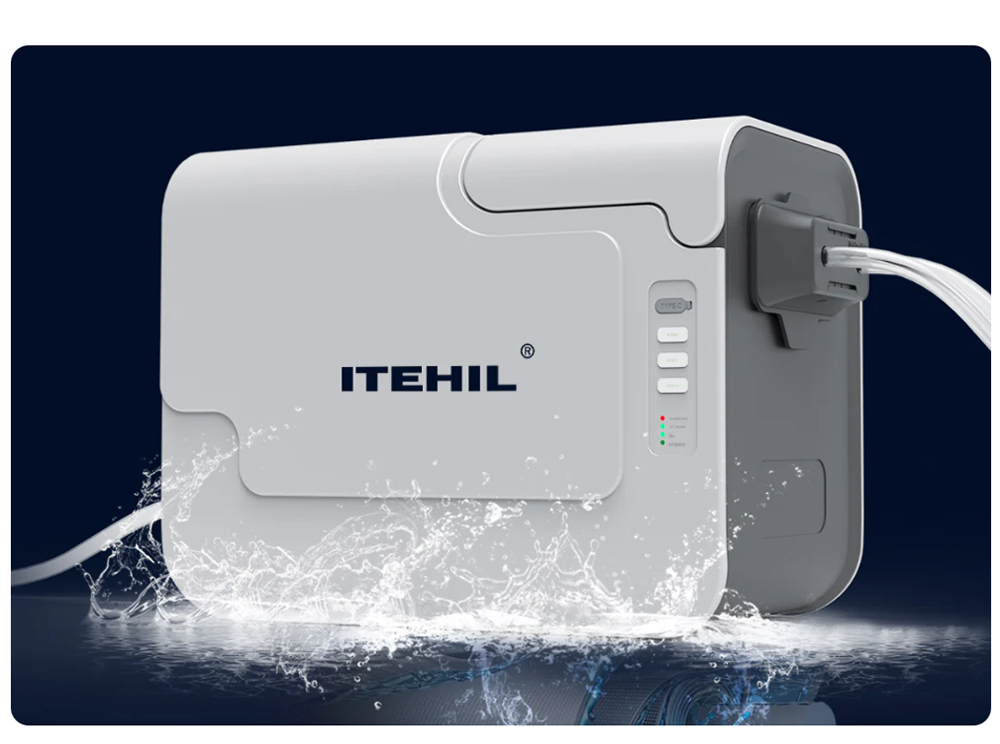 ITEHIL ITS100G-HW Tragbarer Wasserreiniger mit RO und Hybridfilter, 500ml/min Durchfluss, 9 Gallonen Ausgabe, 0,0001µm Reinigung, Dual-6000 mAh Akku, 600–800 Gallonen RO-Filterlebensdauer