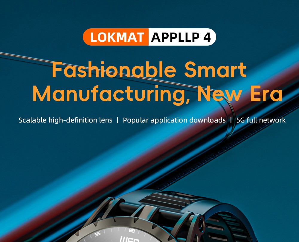 LOKMAT APPLLP 4 Smartwatch, 1.508-inch AMOLED Screen, Support 4G/5G SIM Card, Heart Rate Blood Oxygen Monitoring, NFC Function, GPS Positioning