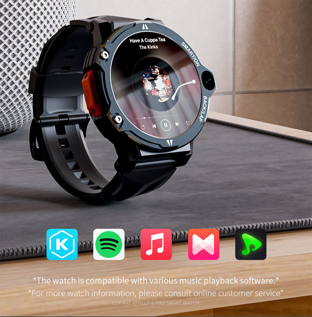 LOKMAT APPLLP 6 Pro 4G LTE Phone Watch, 4GB RAM 64GB ROM, Heart Rate Monitor, Support 2.4G WiFi, Beidou, GPS - Silver