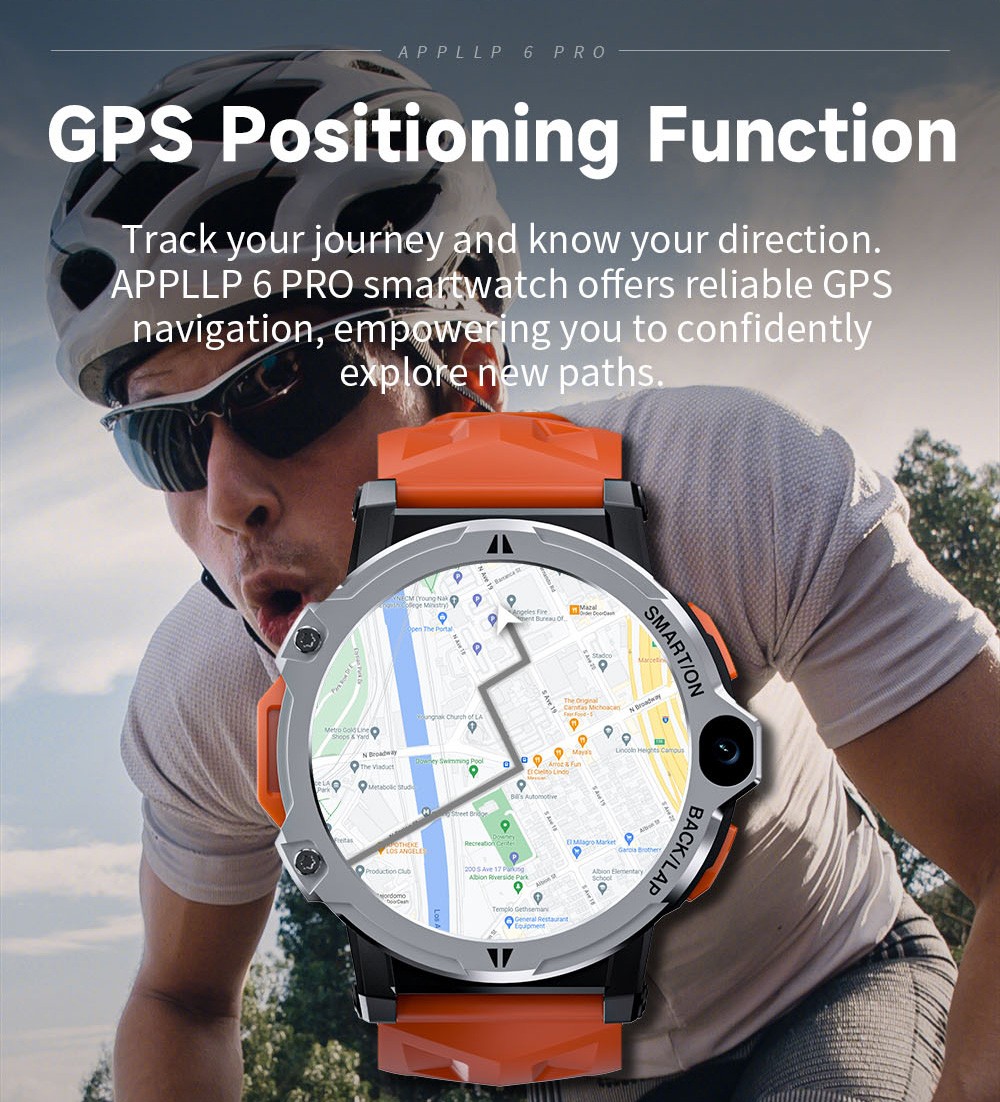 LOKMAT APPLLP 6 Pro 4G LTE Phone Watch, 4GB RAM 64GB ROM, Heart Rate Monitor, Support 2.4G WiFi, Beidou, GPS - Silver