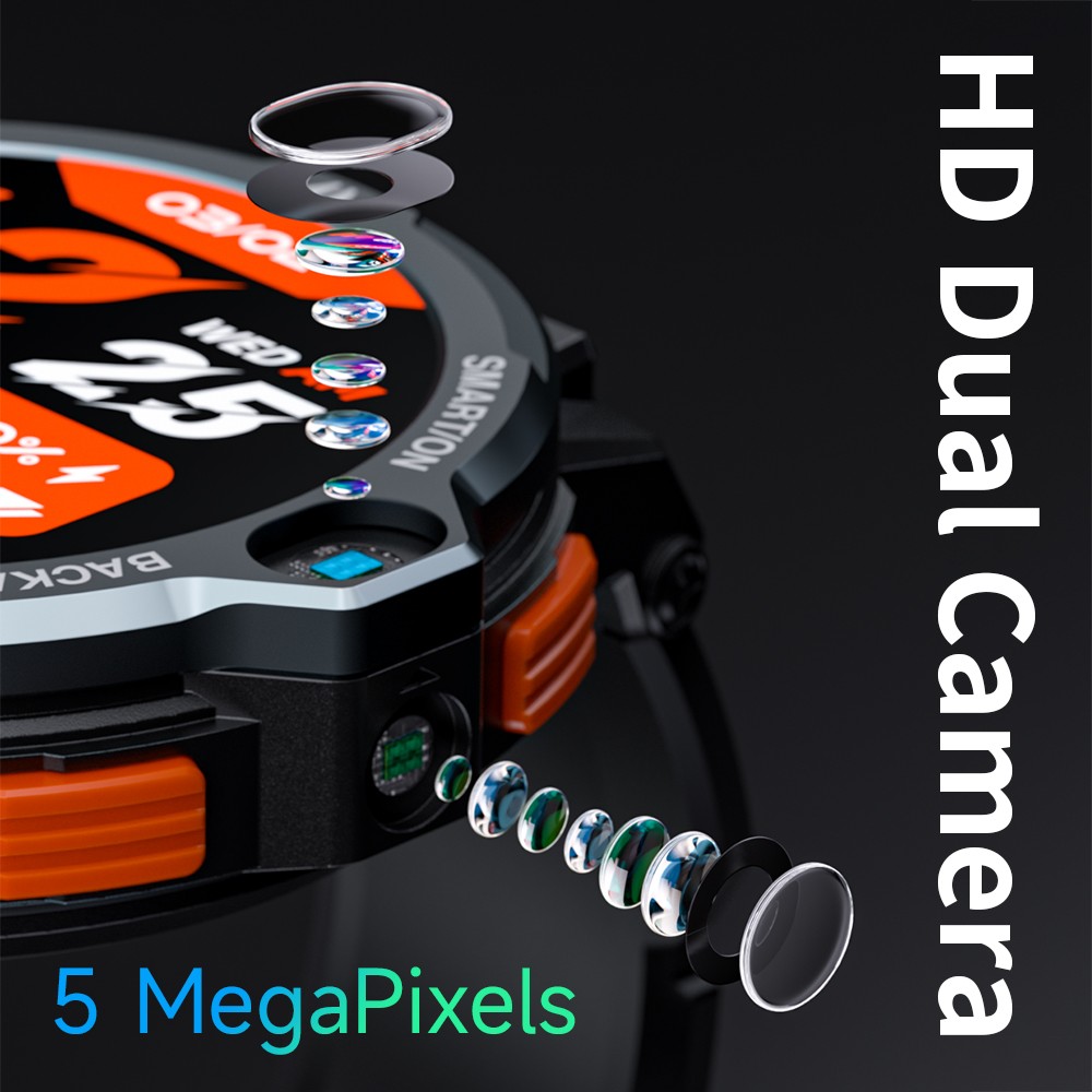 Montre connectée LOKMAT APPLLP 6 Pro, appels 4G, 2 Go de RAM, 16 Go de ROM, écran TFT 1,54 pouce, suivi de la fréquence cardiaque et de l'oxygène sanguin - Cadran noir