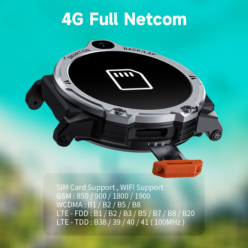 Montre connectée LOKMAT APPLLP 6 Pro, appels 4G, 2 Go de RAM, 16 Go de ROM, écran TFT 1,54 pouce, suivi de la fréquence cardiaque et de l'oxygène sanguin - Cadran noir