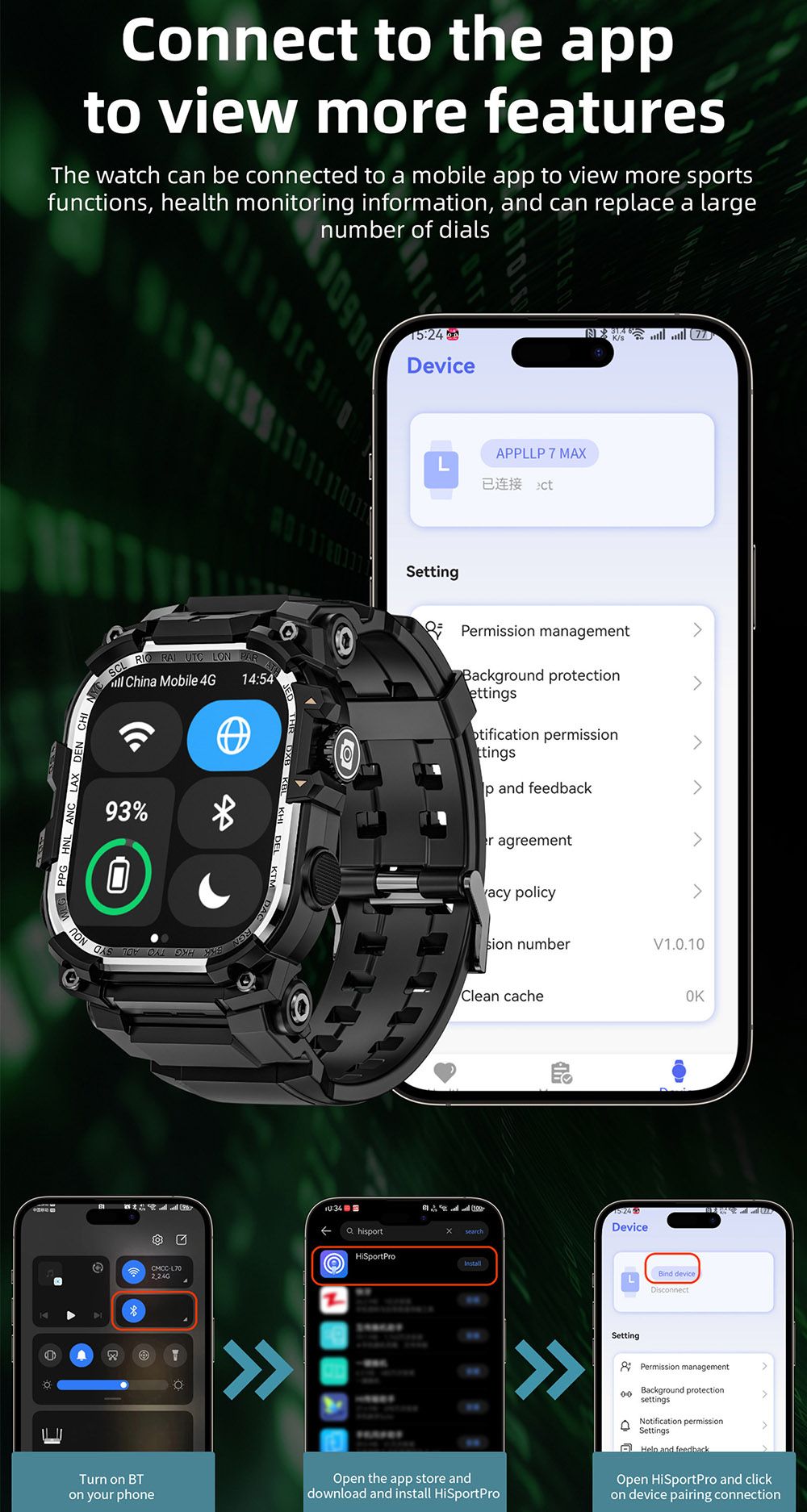 LOKMAT APPLLP 7 MAX Smartwatch, 2.06 inch AMOLED Screen, Supports 4G/5G LTE, GPS Positioning, Heart Rate Monitoring