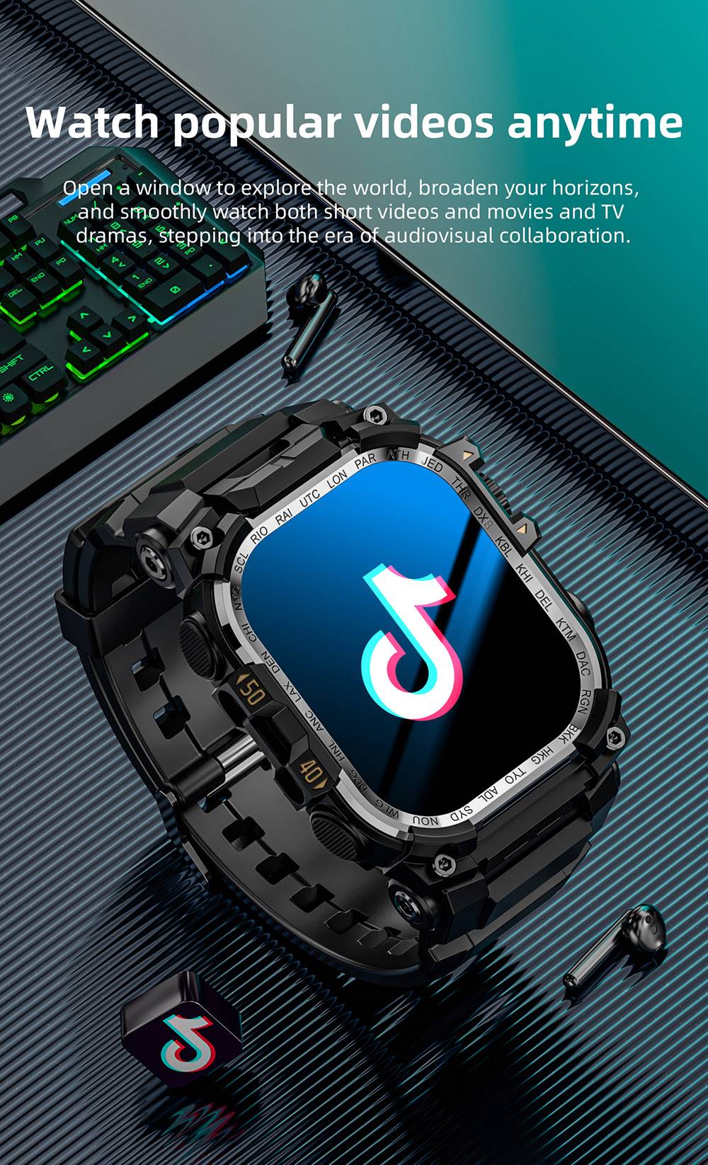 LOKMAT APPLLP 7 MAX Smartwatch, 2.06 inch AMOLED Screen, Supports 4G/5G LTE, GPS Positioning, Heart Rate Monitoring