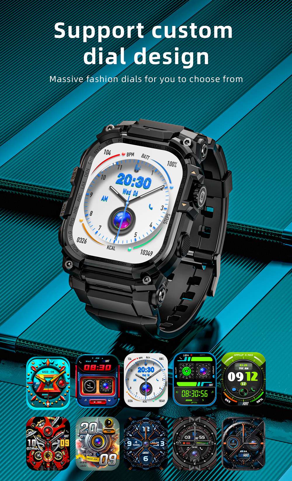 LOKMAT APPLLP 7 MAX Smartwatch, 2.06 inch AMOLED Screen, Supports 4G/5G LTE, GPS Positioning, Heart Rate Monitoring