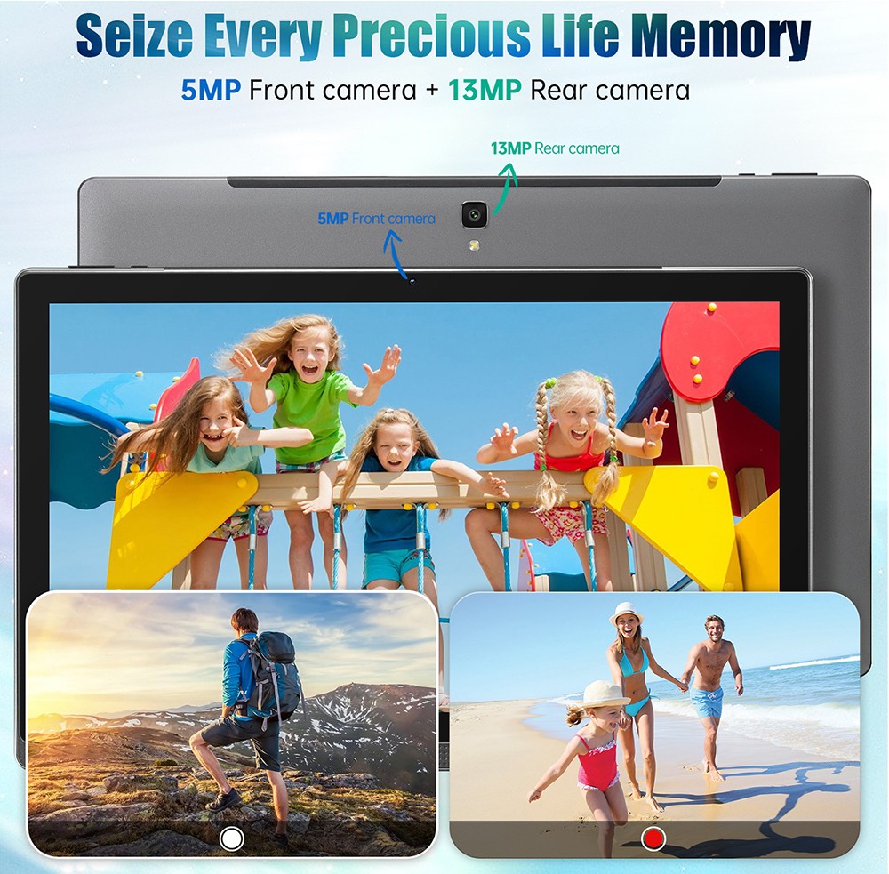 MESWAO B1 Tablet, 14.1 inch 1920*1080 IPS Screen, MTK6769 8 Cores, 6GB RAM 128GB ROM, Android 13, WiFi 5 Bluetooth 5.2, 13MP+5MP Camera, 10000mAh Battery, 4*Speakers - US Plug, Golden