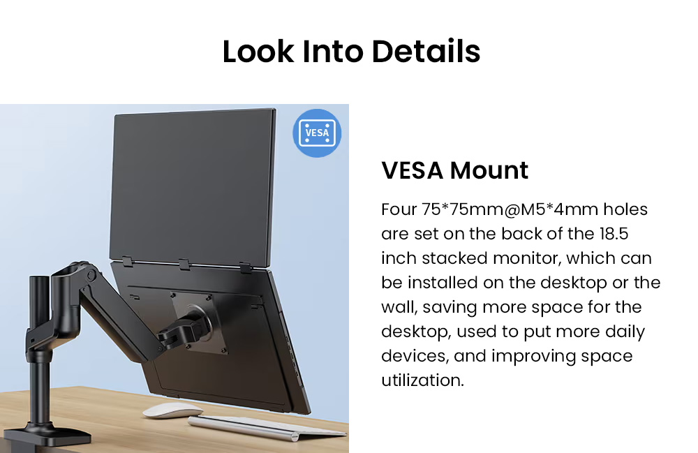 UPERFECT Delta Max Touch Dual Screen Portable Monitor, 18.5 inch 1920*1080 100Hz IPS Touchscreen, 178° Viewing Angle, Built-in Speakers, 2*Full-Featured Type-C, 1*USB, 1*mini HDMI - US Plug