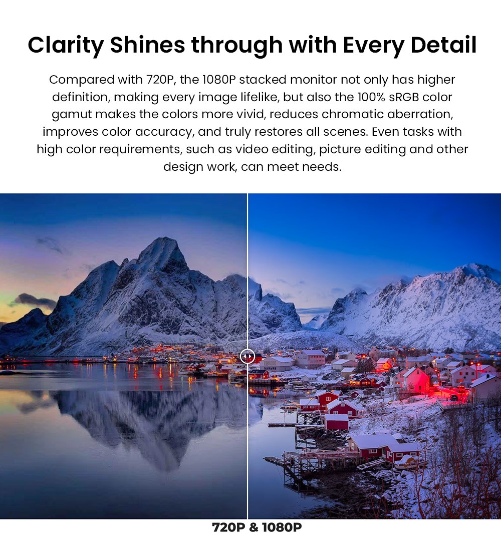 UPERFECT Delta Max Touch Dual Screen Portable Monitor, 18.5 inch 1920*1080 100Hz IPS Touchscreen, 178° Viewing Angle, Built-in Speakers, 2*Full-Featured Type-C, 1*USB, 1*mini HDMI - US Plug