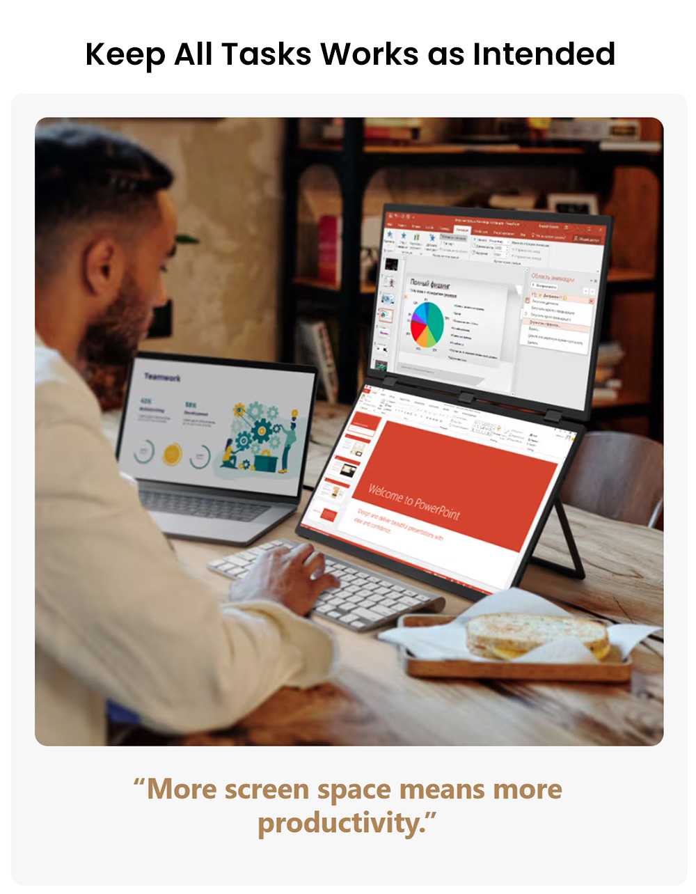 UPERFECT Delta Max Touch Dual Screen Portable Monitor, 18.5 inch 1920*1080 100Hz IPS Touchscreen, 178° Viewing Angle, Built-in Speakers, 2*Full-Featured Type-C, 1*USB, 1*mini HDMI - US Plug