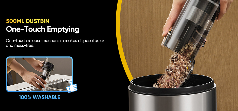 Vactidy V12 Cordless Vacuum Cleaner, 50000Pa Suction, 450W Motor, 2-in-1 Wet Dry Vacuum, LED Display, 150-Min Runtime, 0.5L Dust Bin, Green Light Dust Detection