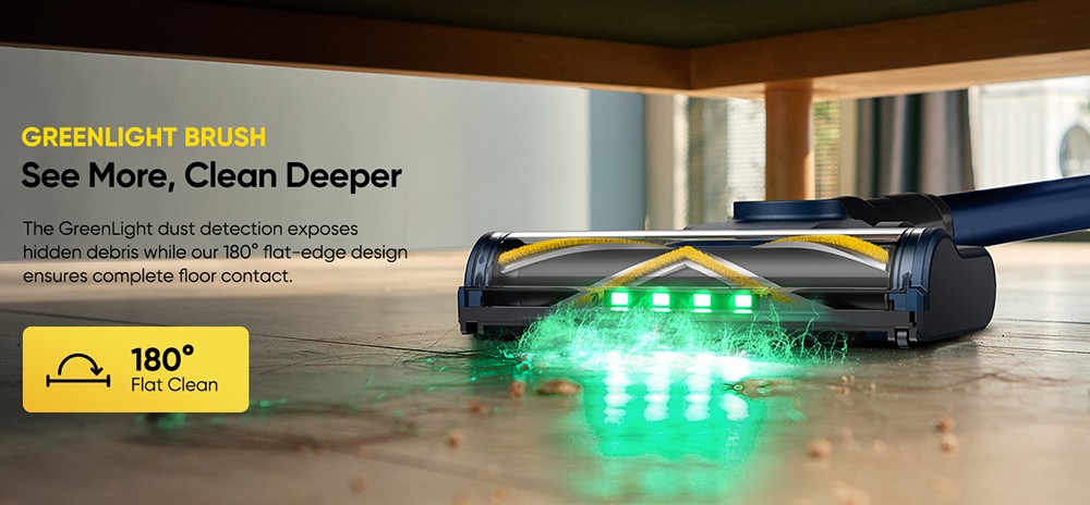 Vactidy V12 Cordless Vacuum Cleaner, 50000Pa Suction, 450W Motor, 2-in-1 Wet Dry Vacuum, LED Display, 150-Min Runtime, 0.5L Dust Bin, Green Light Dust Detection