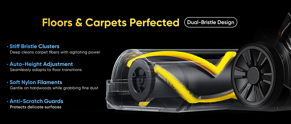 Vactidy V12 Cordless Vacuum Cleaner, 50000Pa Suction, 450W Motor, 2-in-1 Wet Dry Vacuum, LED Display, 150-Min Runtime, 0.5L Dust Bin, Green Light Dust Detection