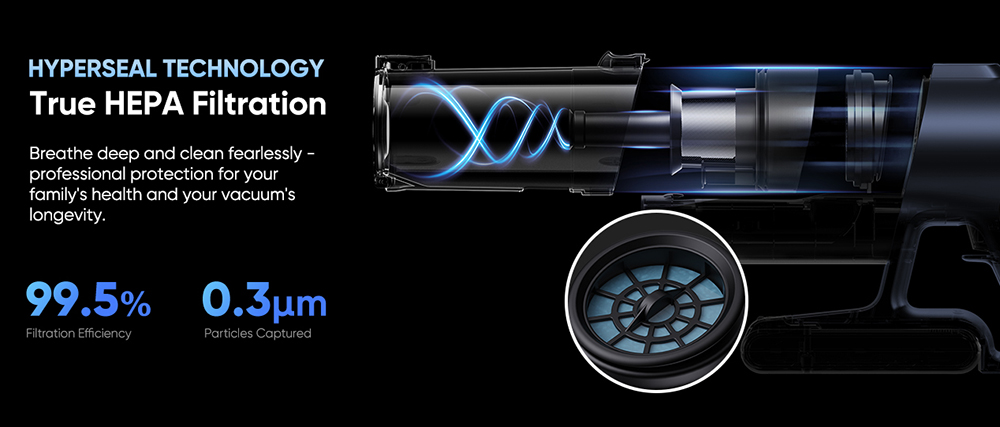 Vactidy V12 Cordless Vacuum Cleaner, 50000Pa Suction, 450W Motor, 2-in-1 Wet Dry Vacuum, LED Display, 150-Min Runtime, 0.5L Dust Bin, Green Light Dust Detection