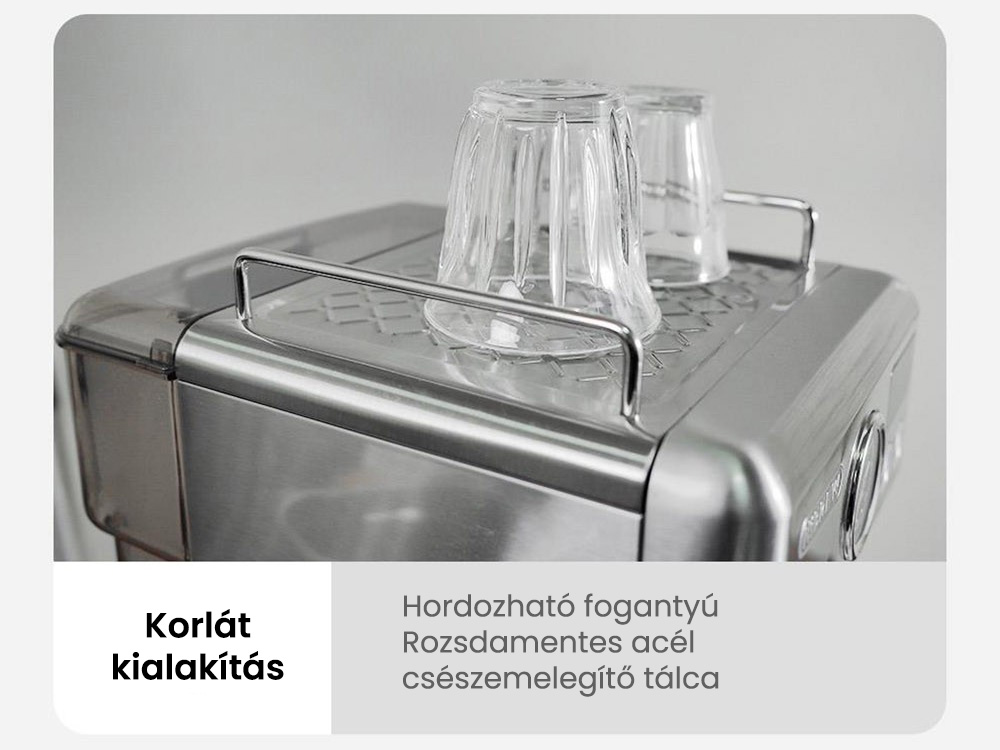 HiBREW H10A félautomata eszpresszó kávéfőző, 19 bar nyomás, tejhabosító, állítható hőmérséklet, 58 mm-es kávéadagoló, 350 ml-es kancsó, csészemelegítő, hideg/forró kávéfőző