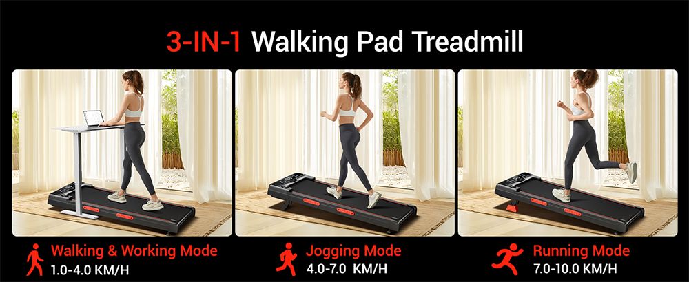 ROBORE X5 Walking Pad with 16% Incline, Triple Shock Absorption, Quiet 2.5HP Brushless Motor, 10km/h Speed, Under-Desk Treadmill for Home, Max Load 150kg