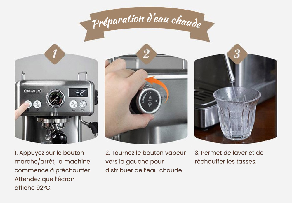 Machine à café expresso semi-automatique HiBREW H10A, pression de 19 bars, mousseur à lait, température réglable, presse à café de 58 mm, pichet de 350 ml, chauffe-tasse, cafetière froide/chaude