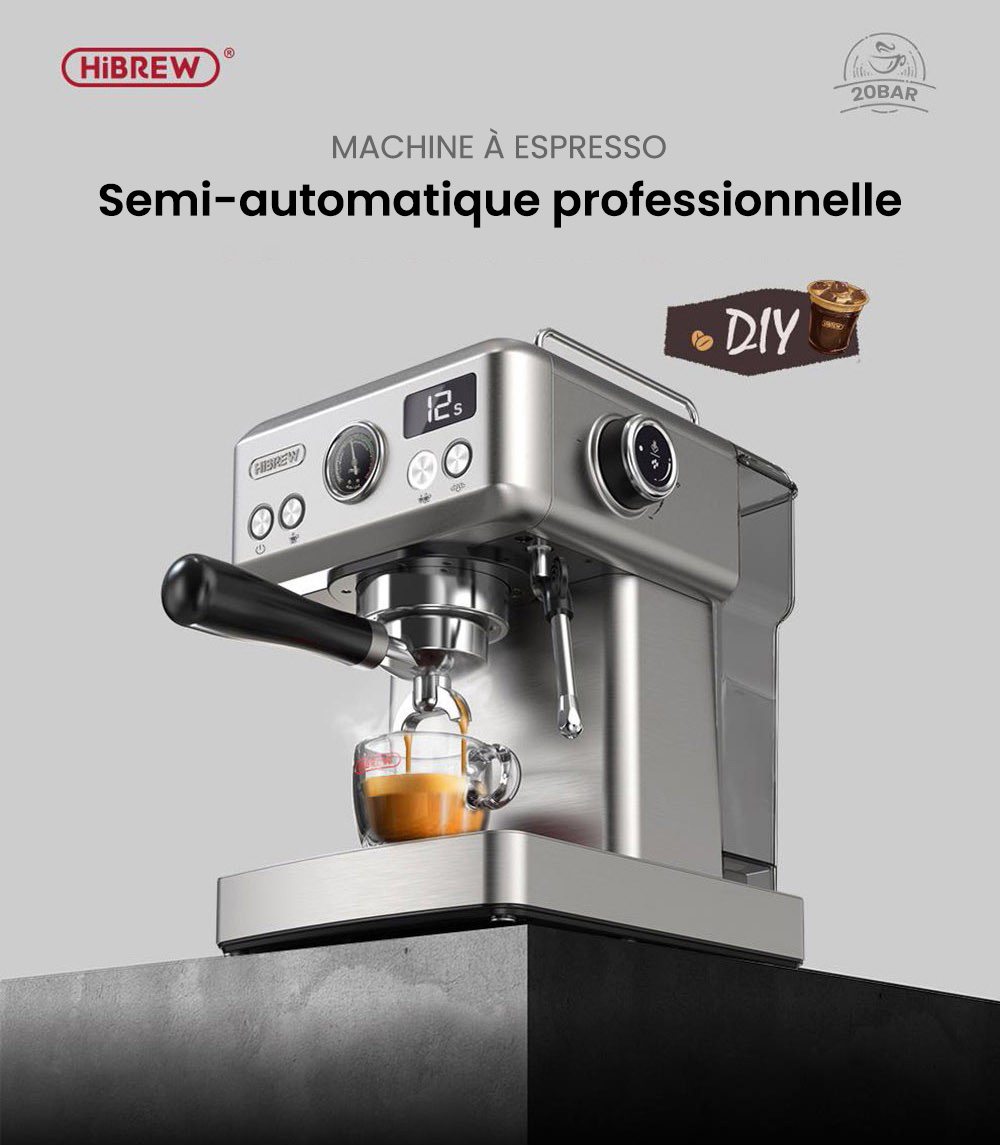 Machine à café expresso semi-automatique HiBREW H10A, 19 bars, cafetière froide/chaude