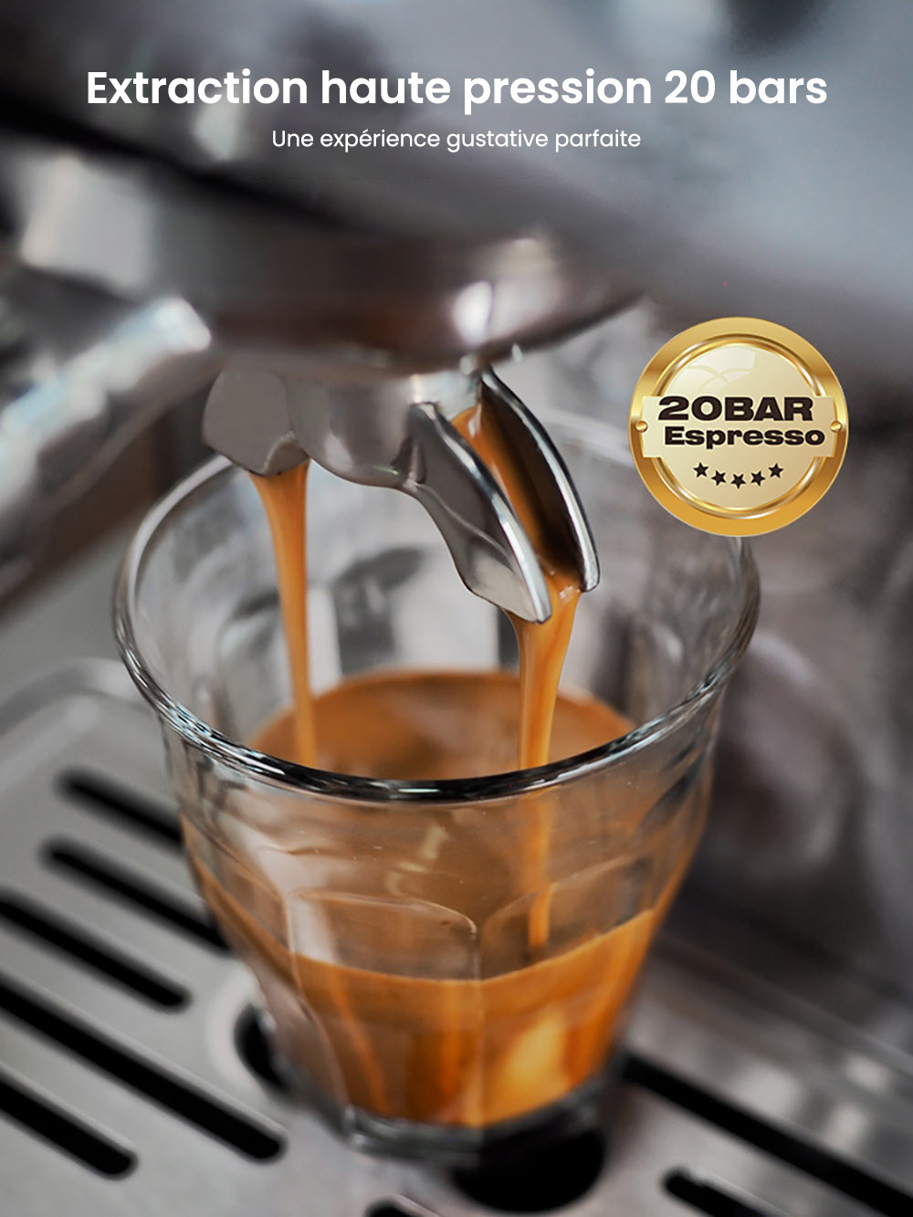 Machine à café expresso semi-automatique HiBREW H10A, pression de 19 bars, mousseur à lait, température réglable, presse à café de 58 mm, pichet de 350 ml, chauffe-tasse, cafetière froide/chaude