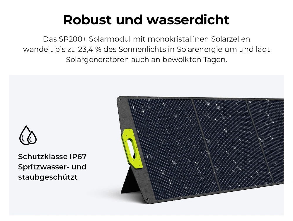 FOSSiBOT SP200 (Neu) 200W faltbares Solarpanel, 23,4% hoher Zellwirkungsgrad, ETFE-Beschichtung, verstellbare Stützen für Zuhause, Wohnmobil, Camping, Stromausfall - Grün