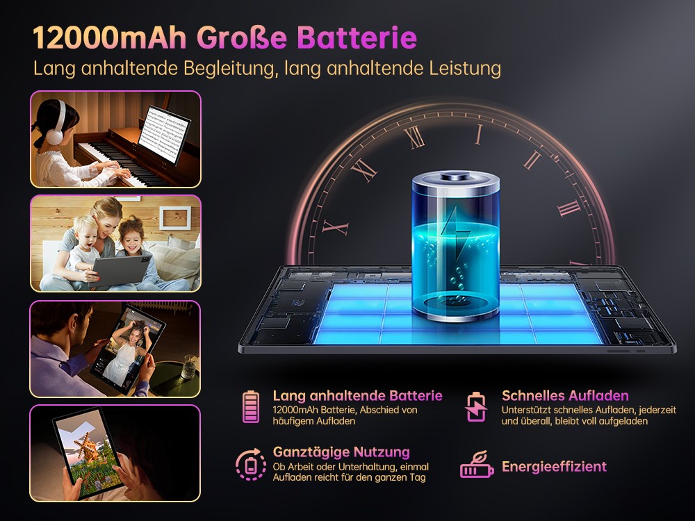 MESWAO B3 Pro Tablet, 15,6 Zoll 1920*1080 IPS Bildschirm, MTK Helio G99 8 Kerne, 8GB RAM 256GB ROM, Android 14, WiFi 5 Bluetooth 5.0, 12000mAh Akku, 32MP+5MP Kamera, 4* Lautsprecher - EU Stecker, Schwarz