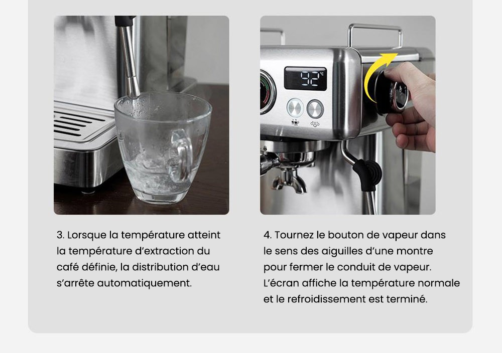 Machine à café expresso semi-automatique HiBREW H10A, pression de 19 bars, mousseur à lait, température réglable, presse à café de 58 mm, pichet de 350 ml, chauffe-tasse, cafetière froide/chaude