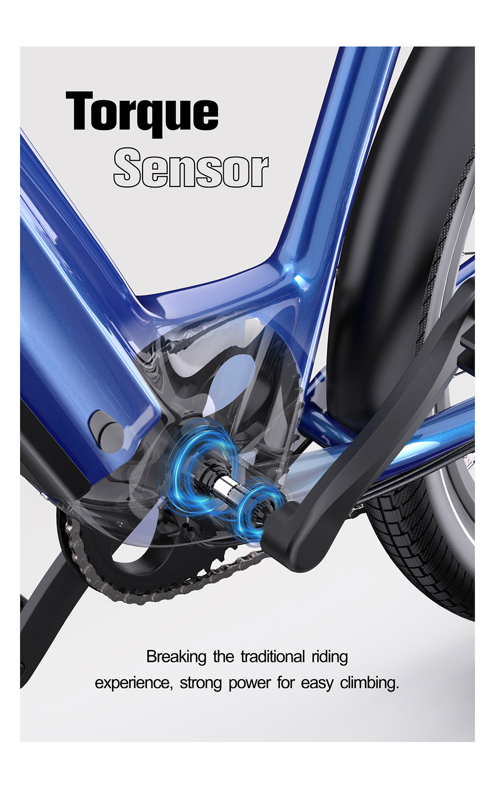 Onesport OT05 Electric Bike 27.5" Aluminum Frame 36V 18.2Ah Battery ANANDA 250W Motor Torque Sensor 25km/h Shimano 7 Speed 60-120KM Max Range Oil Disc 100kg Max Load - Deep Blue