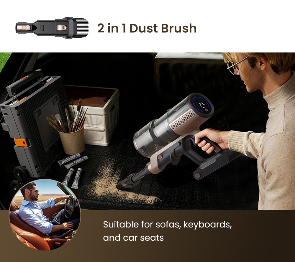 Proscenic P20 OnePass Aspirateur Sans Fil, Suction de 70000Pa, Autonomie de 70 Minutes, Moteur Brushless de 680W, Tube Flexible à 180°, Nettoyage Humide et Sec avec Réservoir d’Eau Supplémentaire