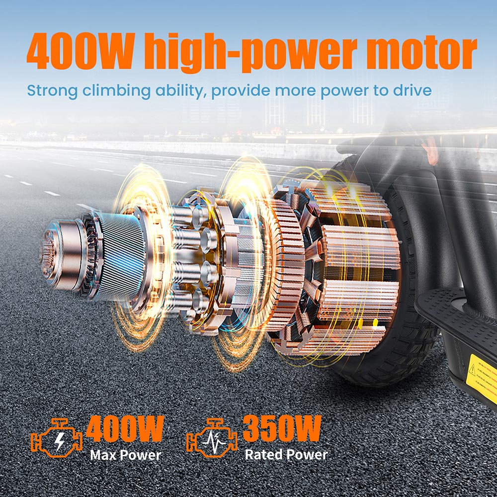 TWOFISH V1 MAX Trottinette électrique, moteur 400 W, batterie 36 V 10,4 Ah, pneus 10 pouces, vitesse maximale 28 km/h, autonomie 20 km, frein à disque arrière, écran LCD