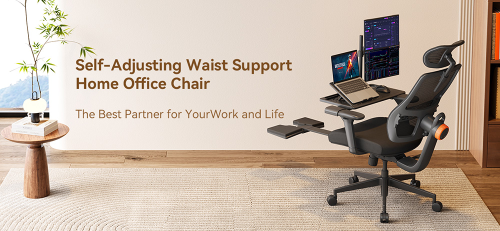 NEWTRAL MagicH-BP Ergonomic Chair with Footrest + Detachable Workstation Desktop, Black