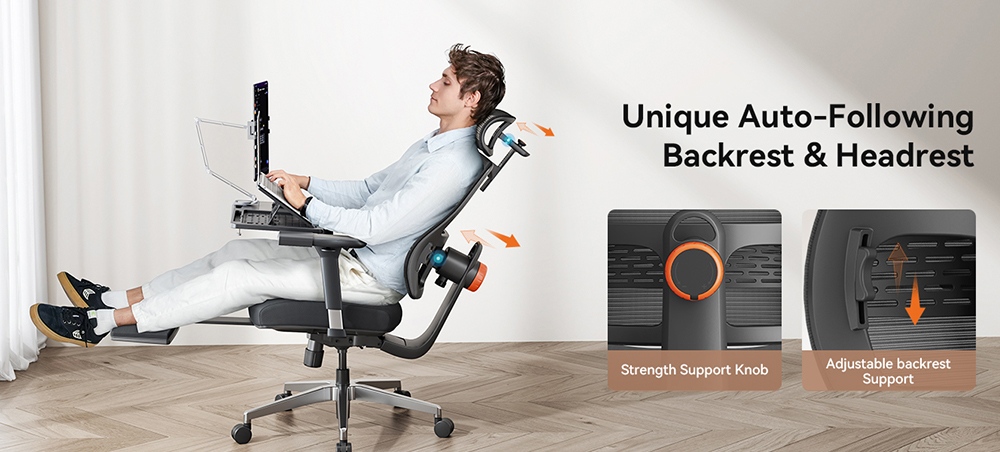 NEWTRAL MagicH-BPro Ergonomic Chair with Footrest + Detachable Workstation Desktop, Black