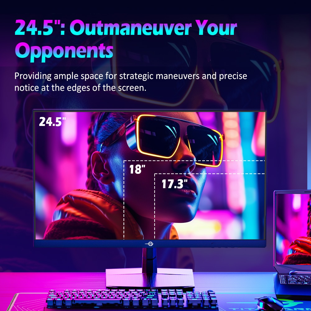 TITAN ARMY P2510HS Moniteur de jeu, écran IPS rapide CSOT 24,5 pouces 1920 x 1080, taux de rafraîchissement 300 Hz 240 Hz, HDR400, temps de réponse GTG de 1 ms, Adaptive-Sync, faible lumière bleue matérielle, assistance au jeu, affichage PIP/PBP
